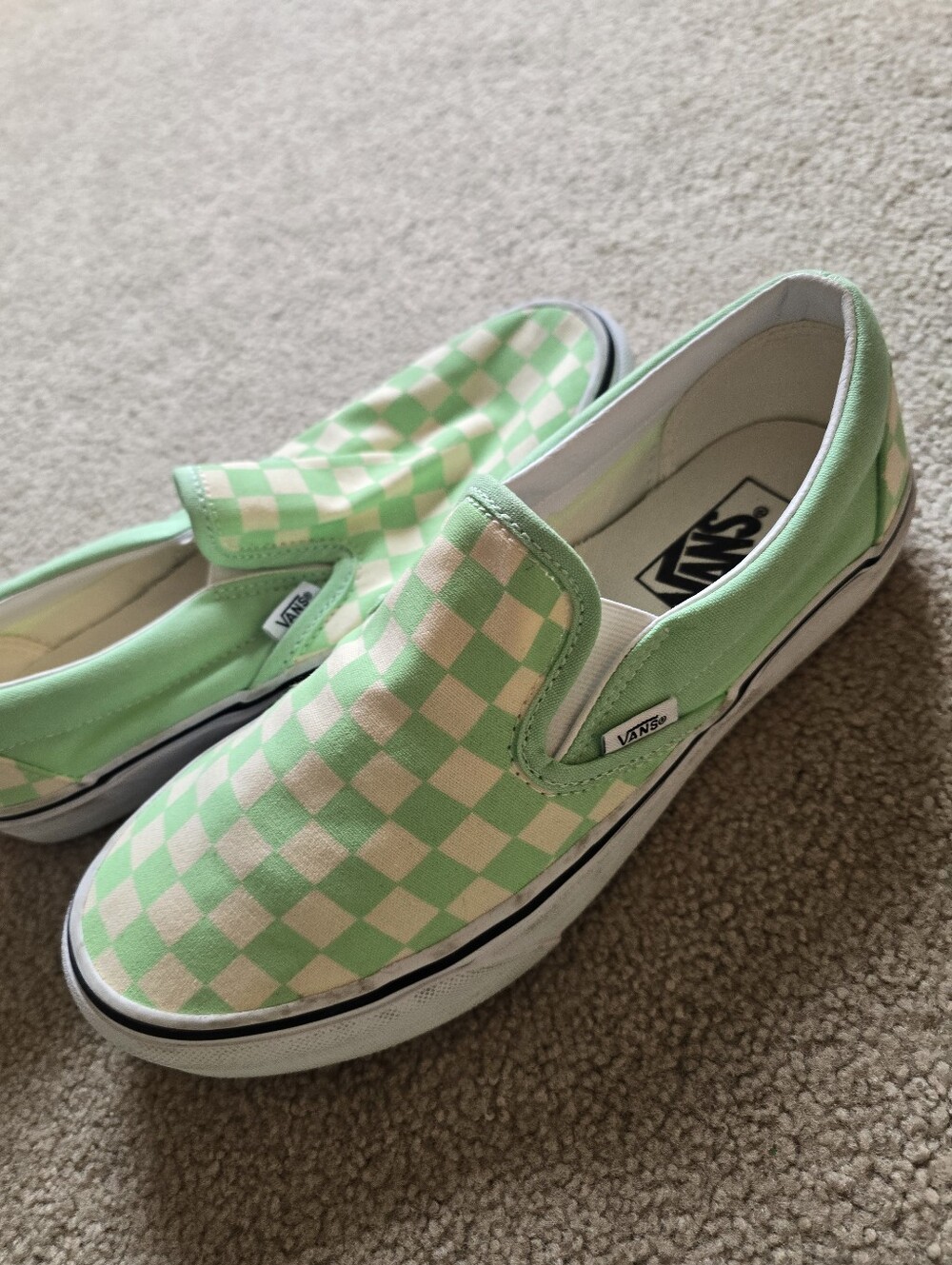 Vans Classic Slip-On 'Checkerboard - Green Ash Womens 9 Mens 7.5 EU40